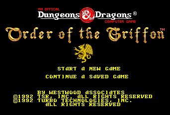Dungeons & Dragons - Order of the Griffon Title Screen